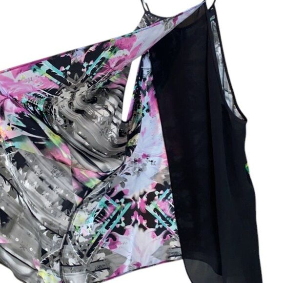 Parker Size M Silk Nassau Combo Abstract Print Tank Top Sleeveless Round Neck‎ - Picture 10 of 13